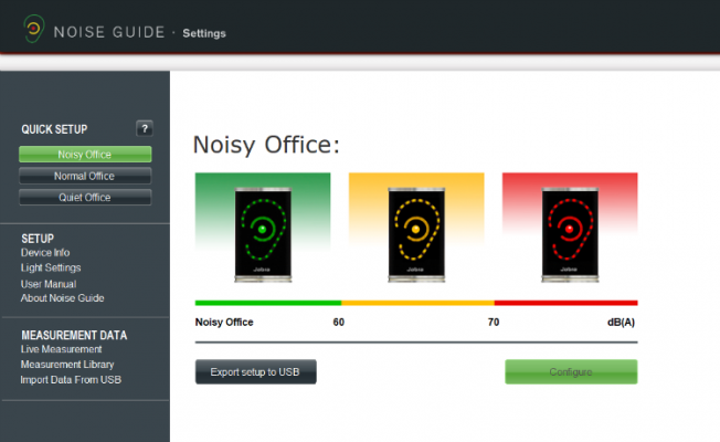 noise guide software-light settings